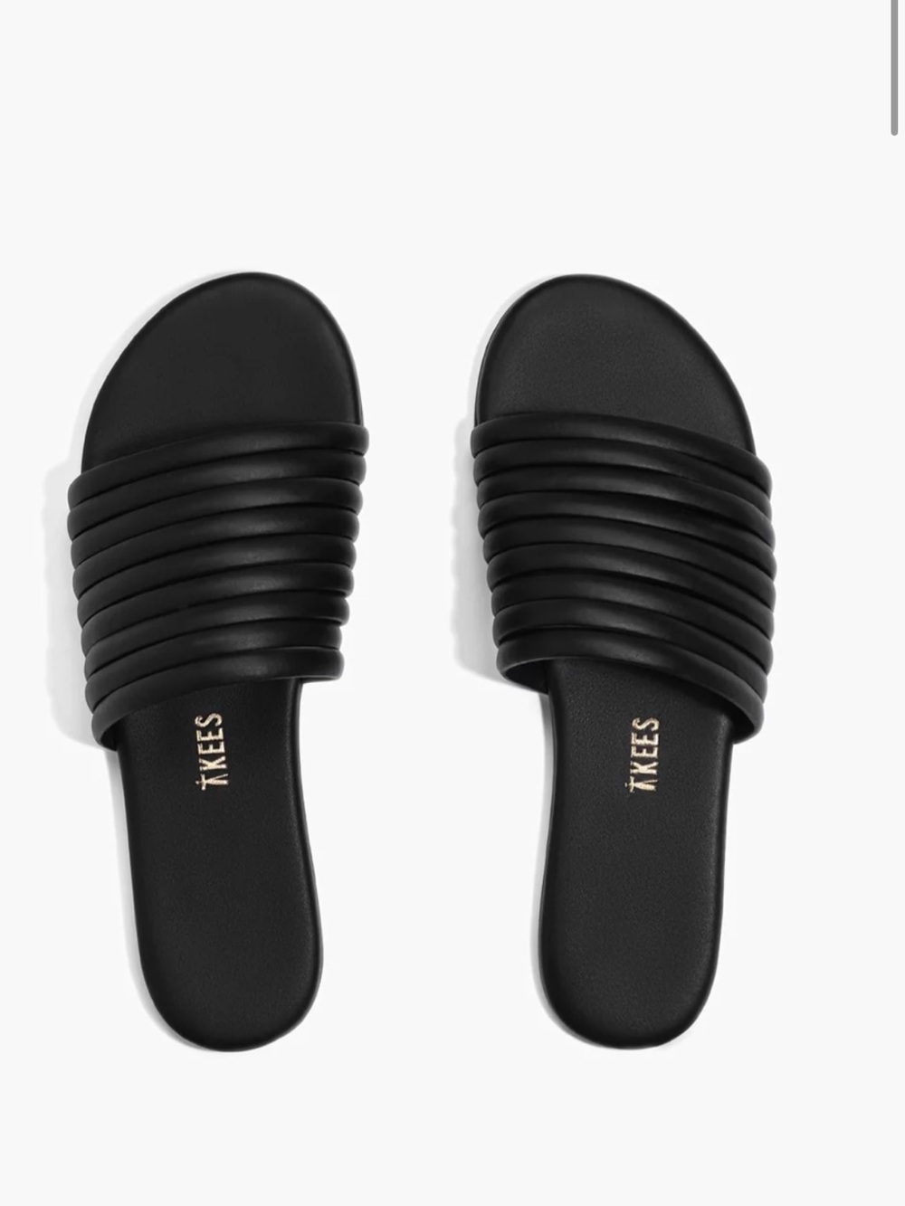 TKEES Black Caro Leather Strap Slide Sandals size 7